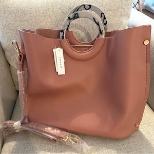 Topshop Large Tote Bag with Plastic Handles and Shoulder Strap New with Tags